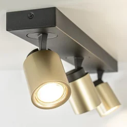 Straluma Plafondspot Razza 3l balk zwart/goud gu10></noscript> Plafondlampen|Opbouwspots