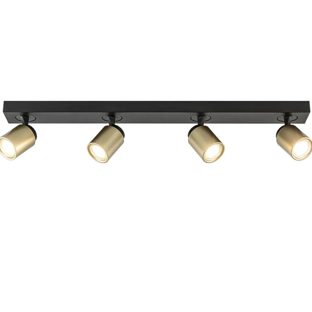 Straluma Plafondspot Razza 4L balk zwart/matgoud> Opbouwspots|Woonkamerlampen