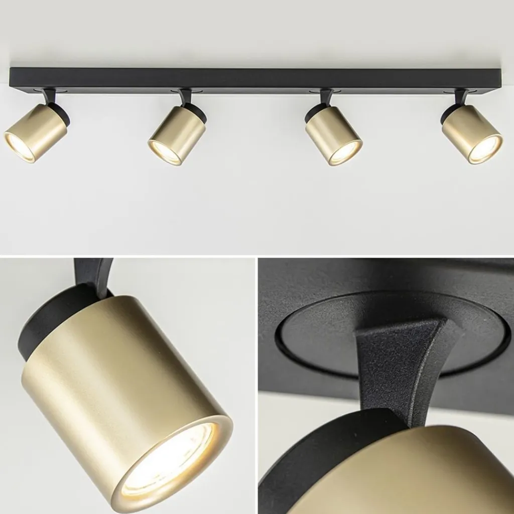 Straluma Plafondspot Razza 4L balk zwart/matgoud> Opbouwspots|Woonkamerlampen