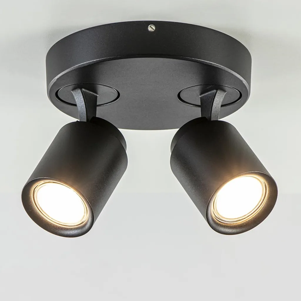 Straluma Plafondspot Razza 2L rond zwart gu10> Opbouwspots|Slaapkamerlampen