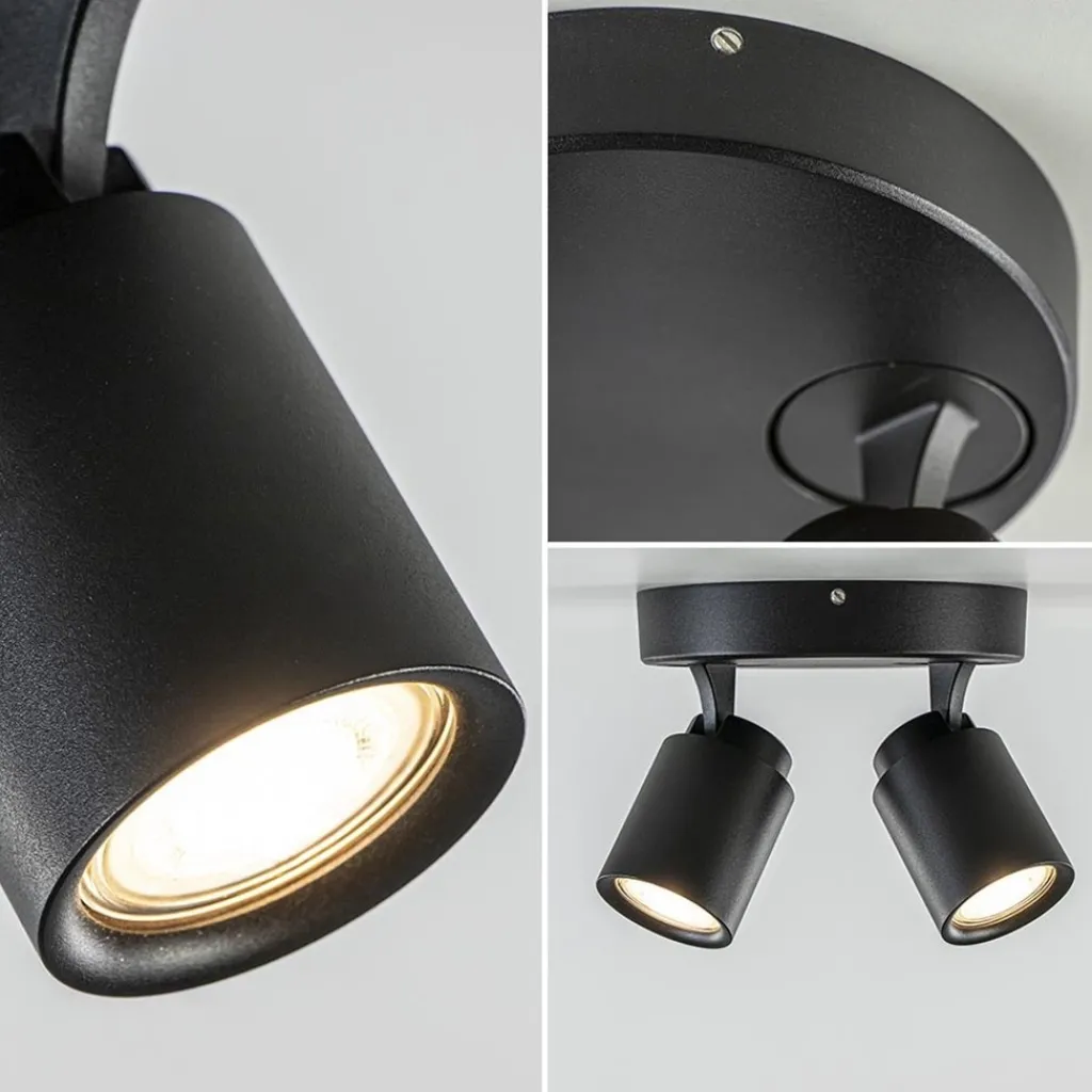 Straluma Plafondspot Razza 2L rond zwart gu10> Opbouwspots|Slaapkamerlampen