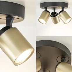 Straluma Plafondspot Razza 3l rond zwart/goud gu10><noscript><img width=