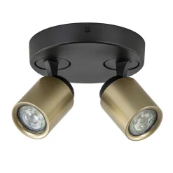 Straluma Plafondspot Razza 2L rond zwart/goud> Opbouwspots|Woonkamerlampen