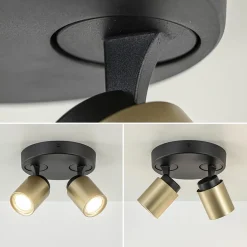 Straluma Plafondspot Razza 2L rond zwart/goud><noscript><img width=