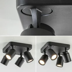 Straluma Plafondspot Razza 4L vierkant zwart gu10><noscript><img width=