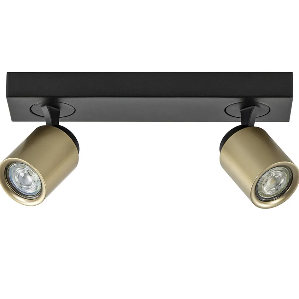 Straluma Plafondspot Razza 2L zwart/goud> Plafondlampen|Opbouwspots