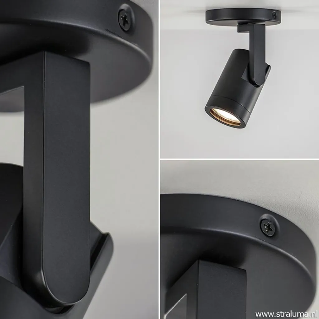 Straluma Plafondspot rond enkel zwart ex.gu10> Opbouwspots|Woonkamerlampen