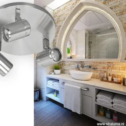 Straluma Plafondspot rond Rain 3-l nikkel IP44><noscript><img width=