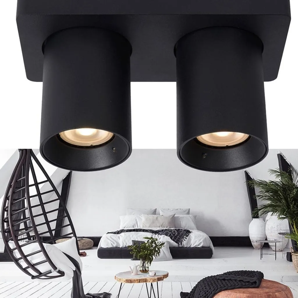 Straluma Plafondspot tube 2-L zwart incl.gu10 dtw> Plafondlampen|Opbouwspots