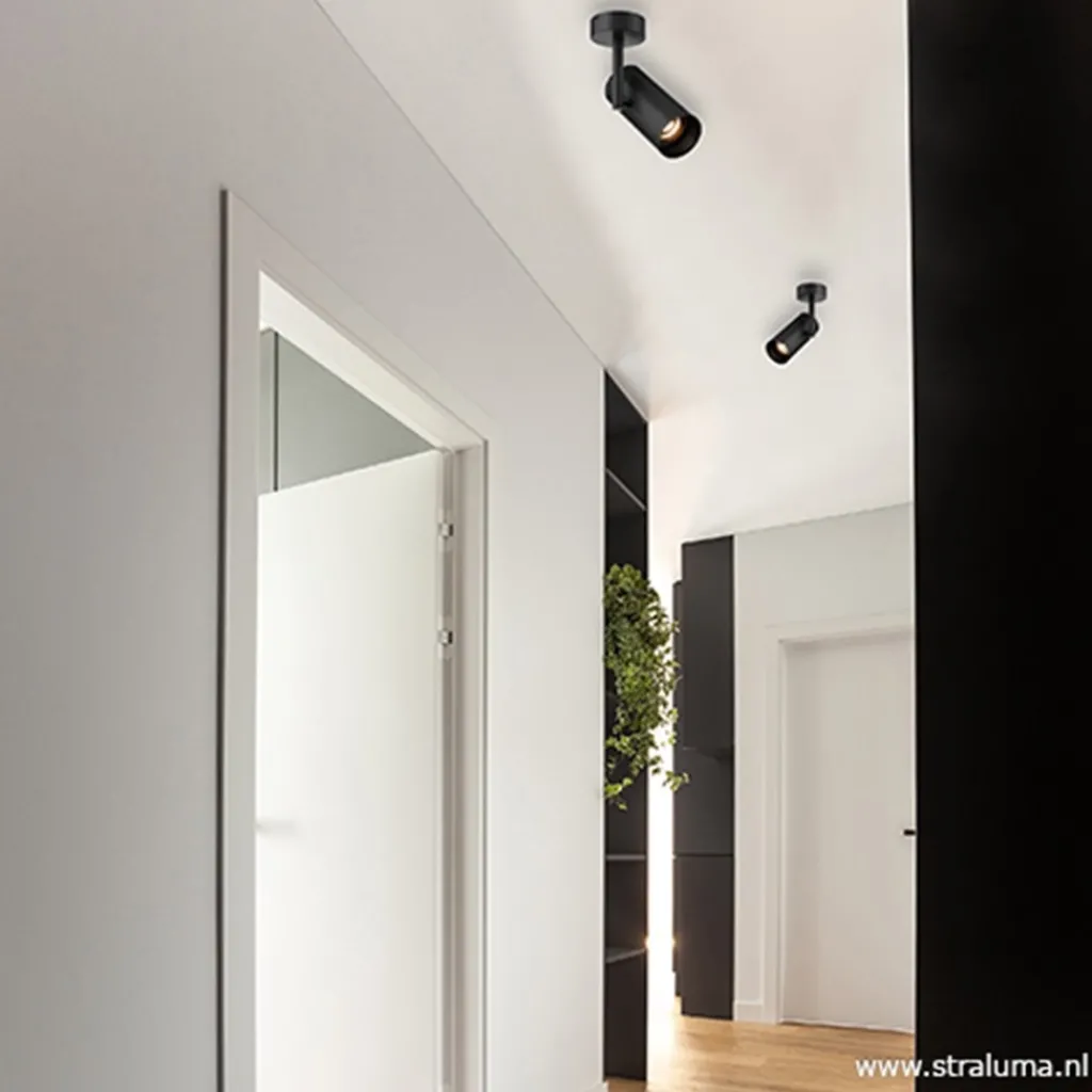 Straluma Plafondspot tube zwart verstelbaaar> Opbouwspots|Woonkamerlampen