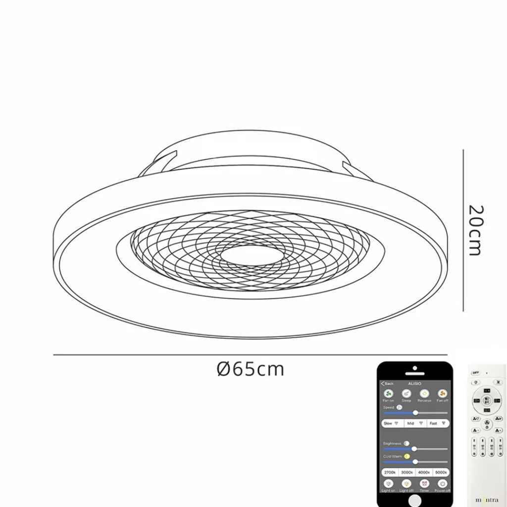 Straluma Plafondventilator Tibet wit ab/app CCT> Plafondlampen|Plafondventilatoren met lamp