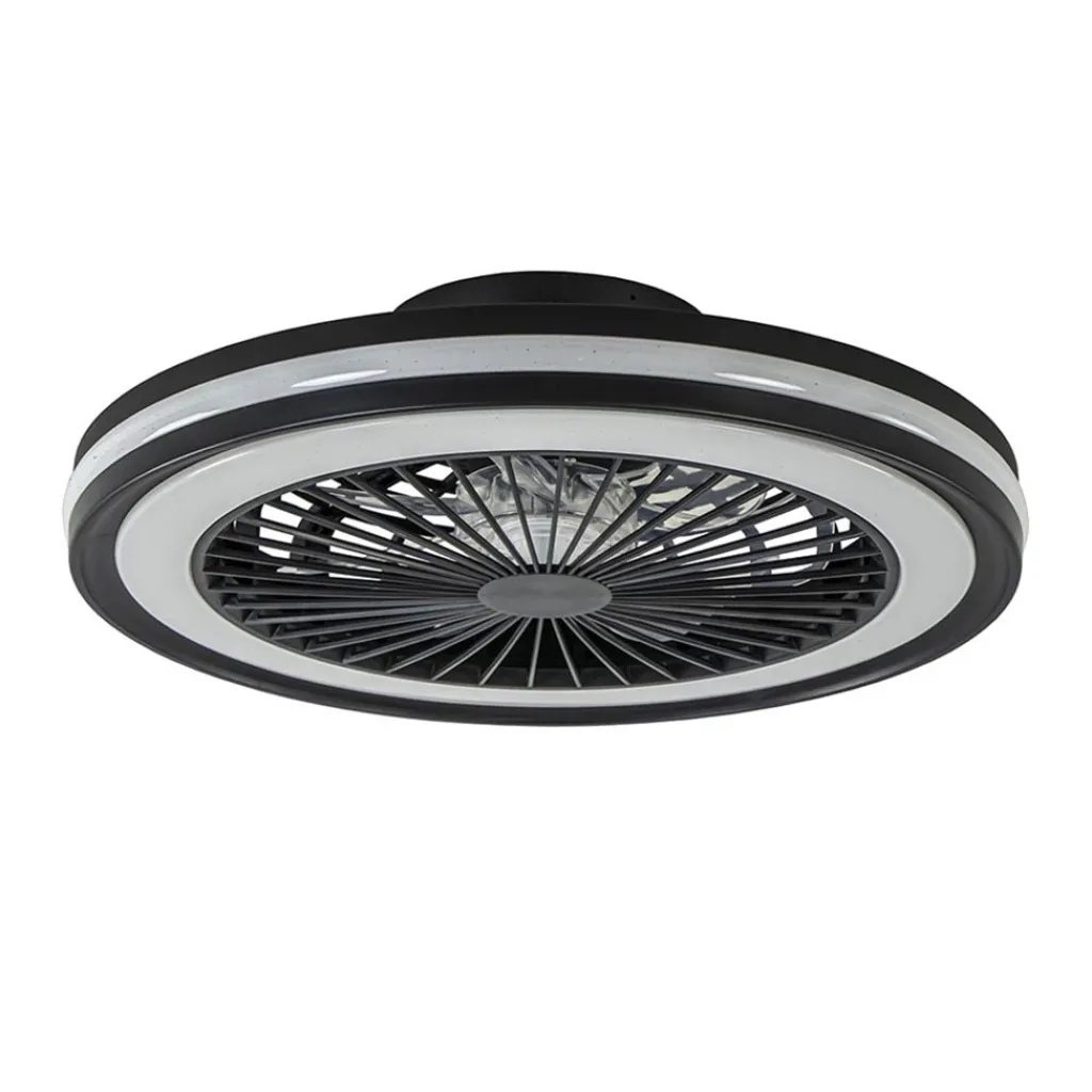 Straluma Plafondventilator zwart inclusief dimbaar LED en kleur> Plafondlampen|Plafondventilatoren met lamp