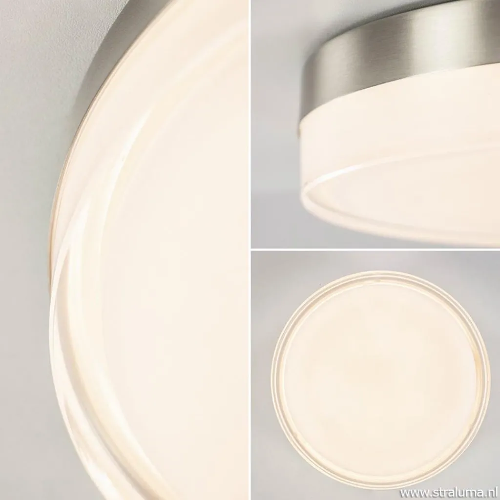 Straluma **Plafonniere nikkel opaal IP44 3-step d> Plafondlampen|Plafonnières