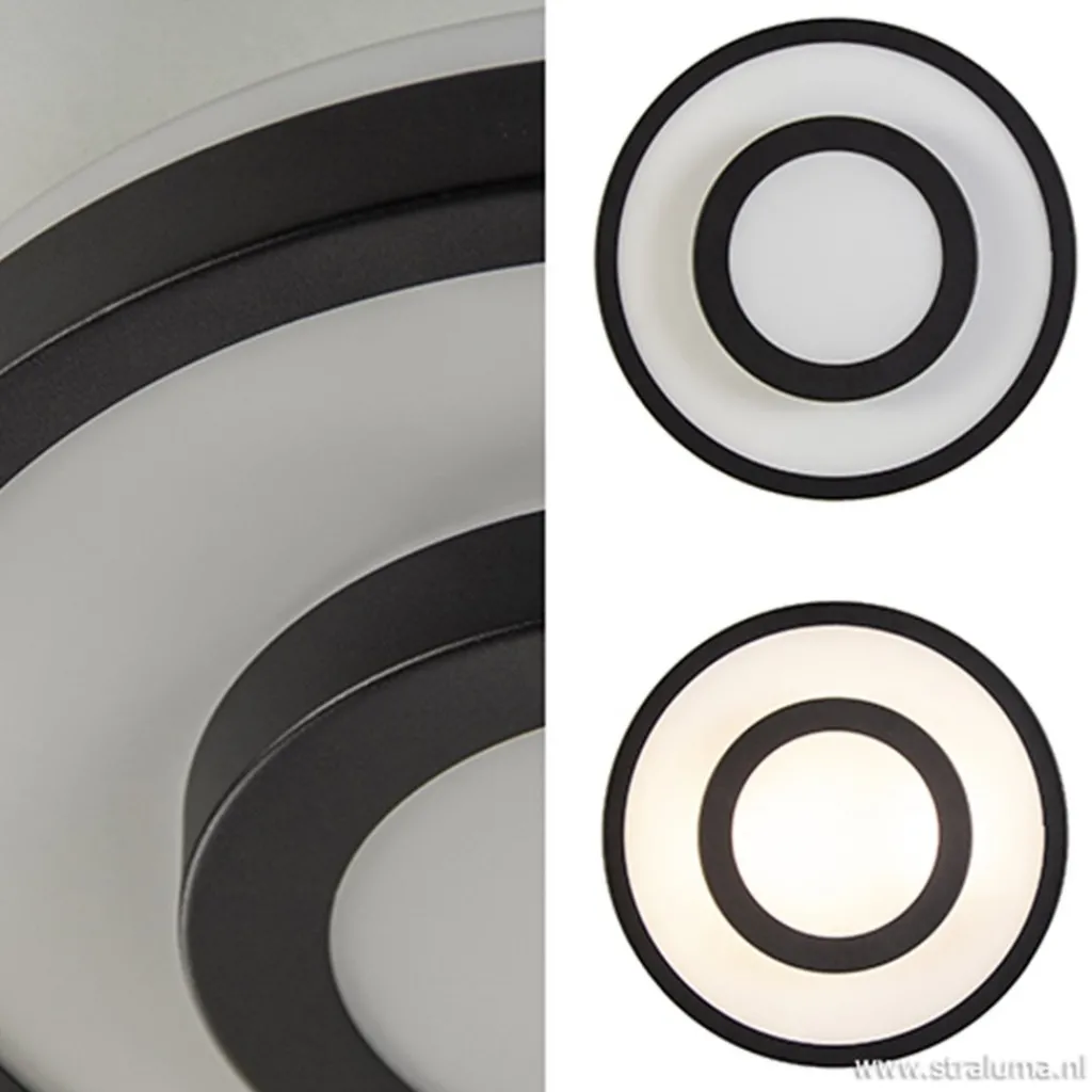 Straluma Plafonnière Master 435 zwart/glas IP44> Plafonnières|Slaapkamerlampen