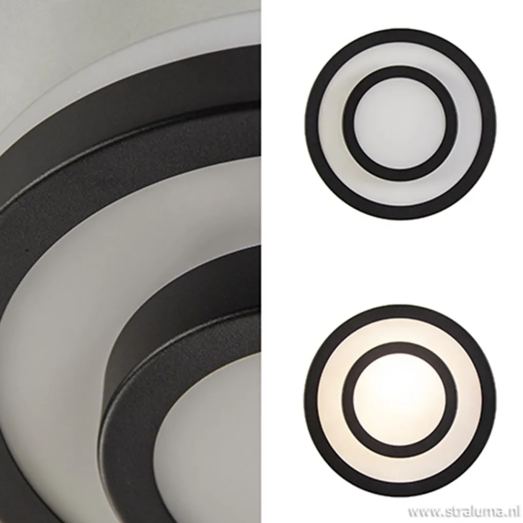 Straluma Plafonnière Master zwart+opaal glas IP44> Plafonnières|Keukenverlichting