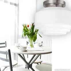 Straluma Plafonnière retro opaal glas/staal><noscript><img width=