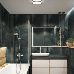 Straluma Plafonnière zwart/opaal glas 3-step dim IP44><noscript><img width=