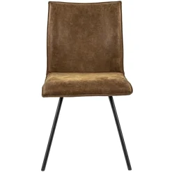 Straluma PU lederen eetkamerstoel camel met smalle zwarte pootjes> Eetkamerstoelen