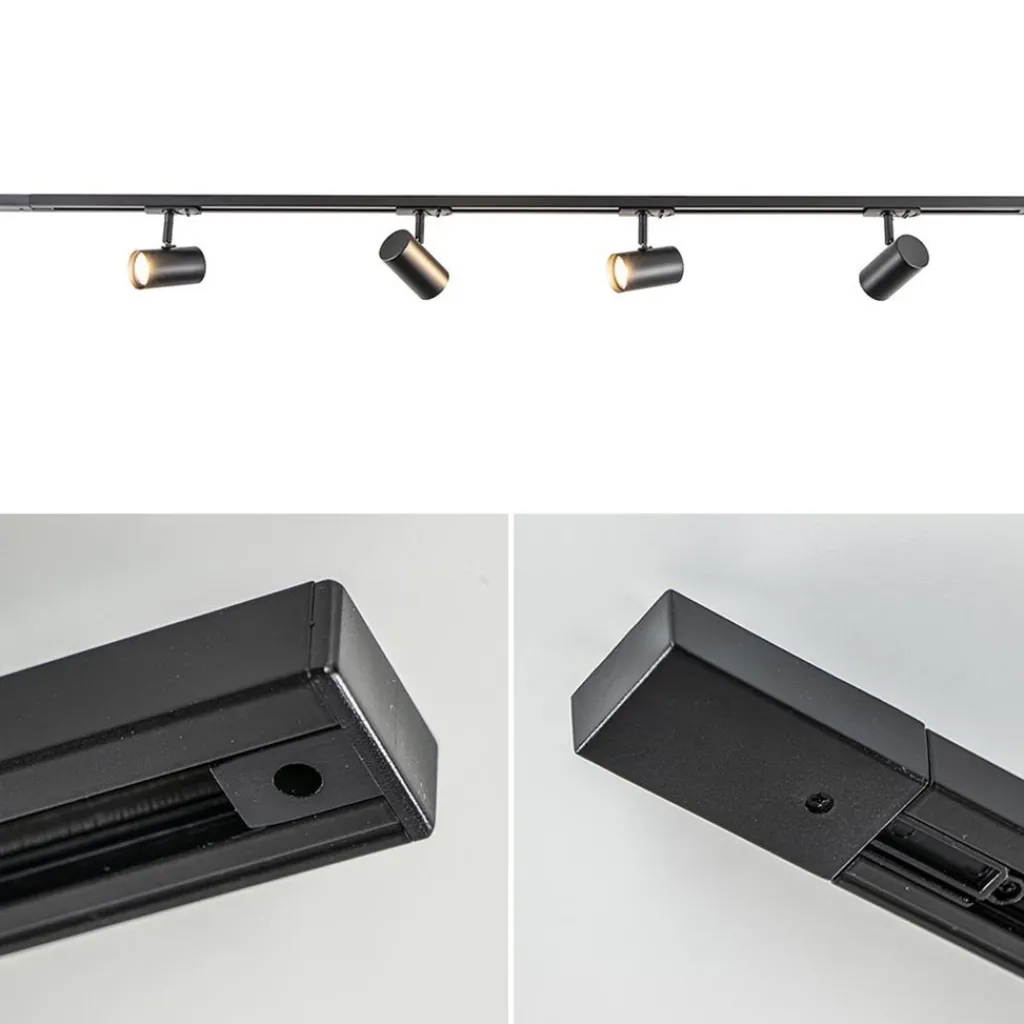 Straluma Rail Trackline set 1.5m zwart 4 spots> Plafondlampen|Opbouwspots