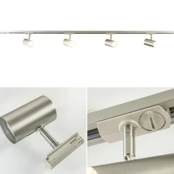 Straluma Railsysteem 1,5m nikkel met 4 verstelbare spots><noscript><img width=