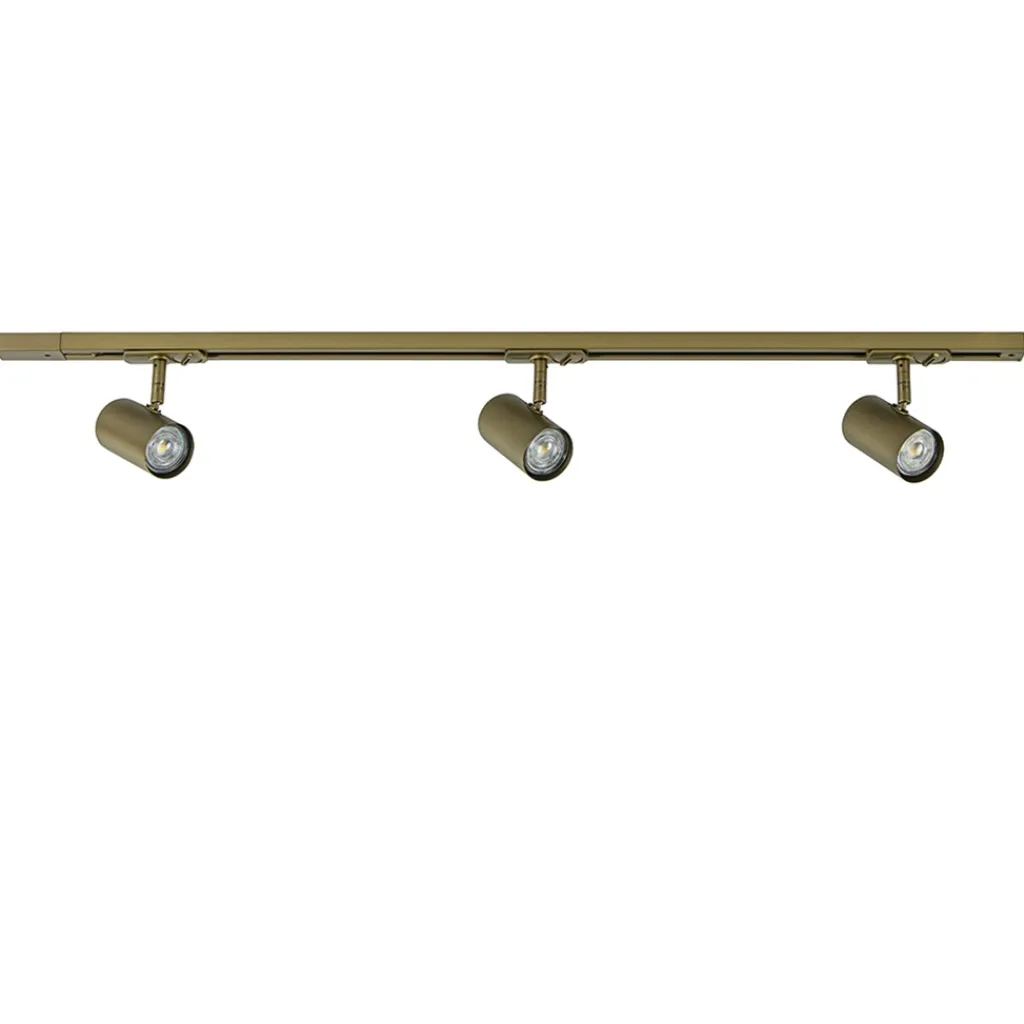 Straluma Railsysteem set 1 m met 3 GU10 spots brons> Plafondlampen|Opbouwspots