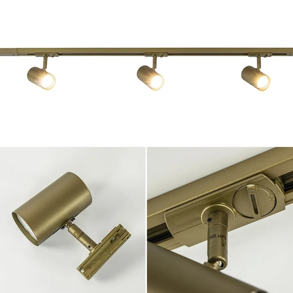 Straluma Railsysteem set 1 m met 3 GU10 spots brons> Plafondlampen|Opbouwspots