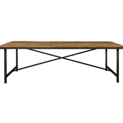 Straluma Rechthoekige eettafel oud teak hout met zwart metalen poot> Eettafels