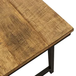 Straluma Rechthoekige eettafel oud teak hout met zwart metalen poot></noscript> Eettafels