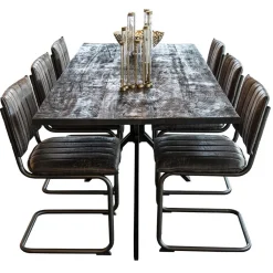 Straluma Rechthoekige eettafel zwart mangohout met kruispoot 220 cm></noscript> Eettafels