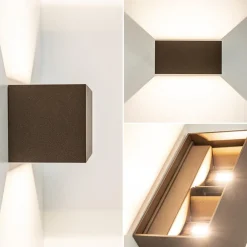 Straluma Rechthoekige LED buitenlamp aluminium bruin></noscript> Wandlampen|Buitenlampen