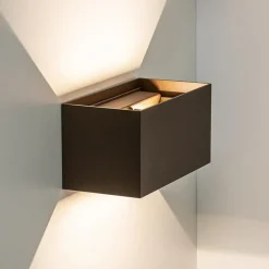 Straluma Rechthoekige LED buitenlamp aluminium bruin></noscript> Wandlampen|Buitenlampen