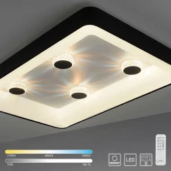 Straluma Rechthoekige LED plafondlamp zwart met kristaleffect> Plafondlampen|Wandlampen