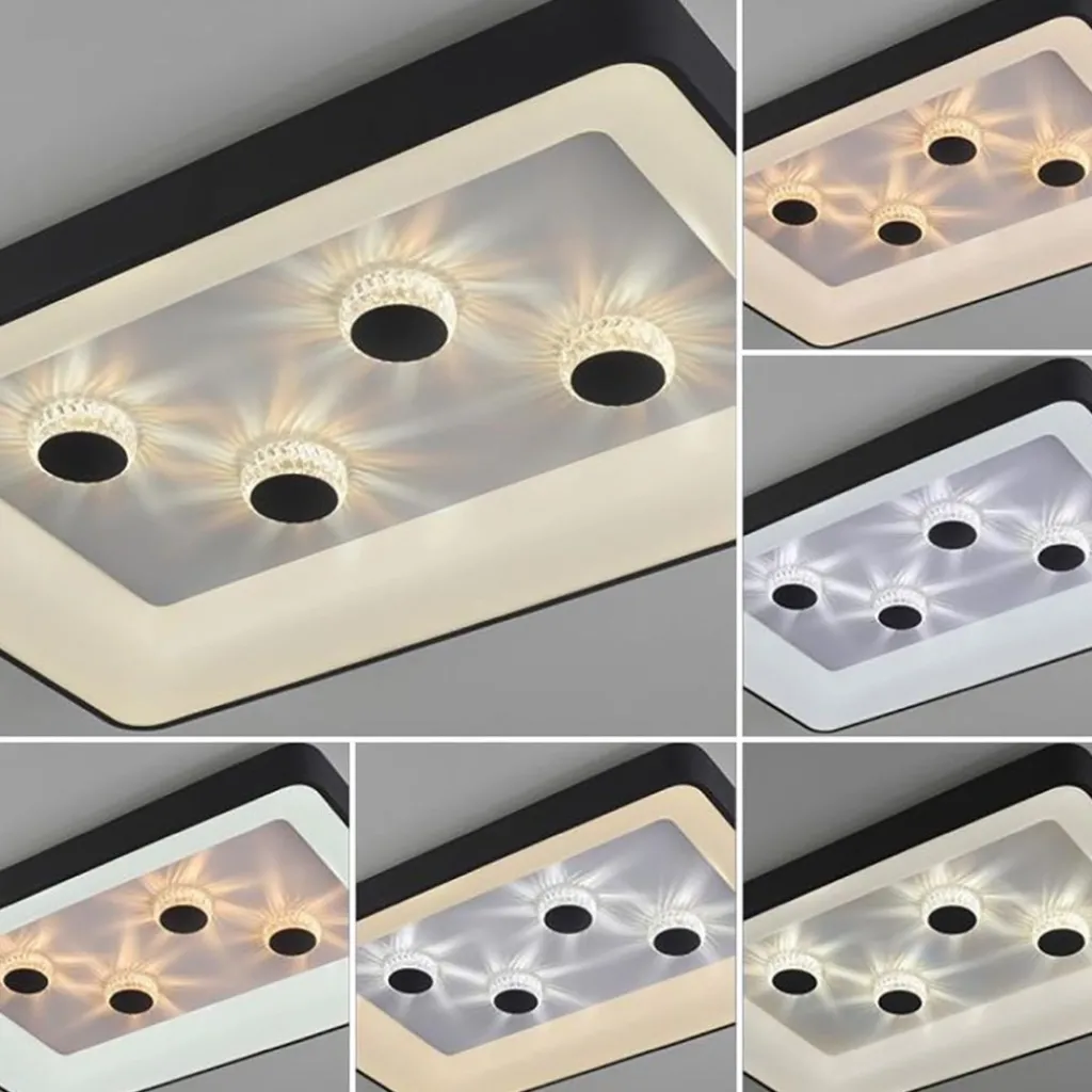 Straluma Rechthoekige LED plafondlamp zwart met kristaleffect> Plafondlampen|Wandlampen