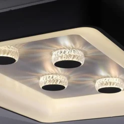 Straluma Rechthoekige LED plafondlamp zwart met kristaleffect><noscript><img width=