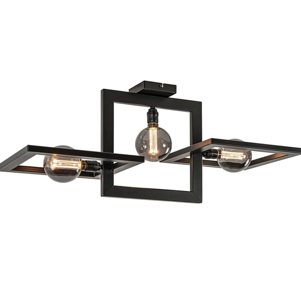 Straluma Rechthoekige plafondlamp triple square mat zwart> Plafondlampen|Design Verlichting