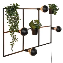 Straluma Rechthoekige wandlamp zwart frame met plantenpotten> Woonkamerlampen|Halverlichting