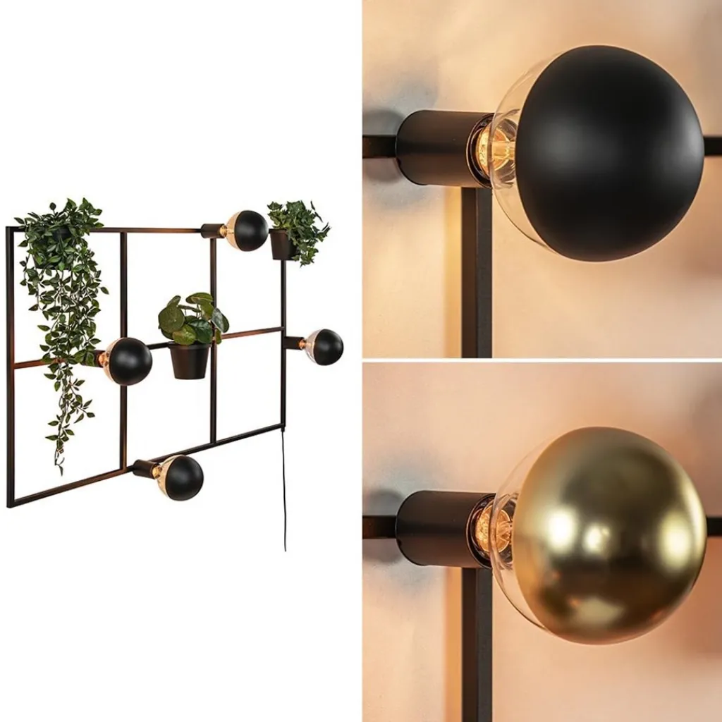 Straluma Rechthoekige wandlamp zwart frame met plantenpotten> Woonkamerlampen|Halverlichting