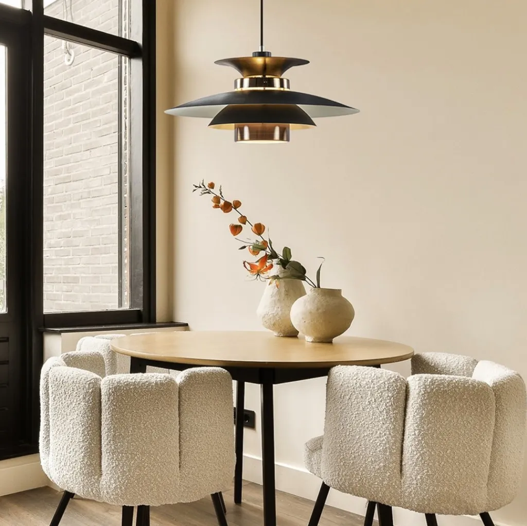 Straluma Retro hanglamp zwart met koper 50 cm> Hanglampen|Eettafellampen