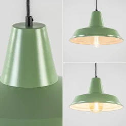 Straluma Retro metalen hanglamp groen met wit></noscript> Woonkamerlampen|Tienerkamerlampen
