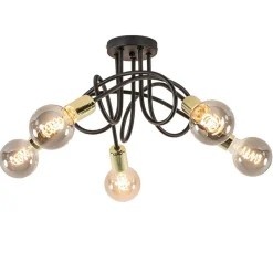 Straluma Retro plafondlamp zwart met gouden pendels> Plafondlampen|Landelijke Verlichting