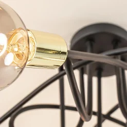 Straluma Retro plafondlamp zwart met gouden pendels><noscript><img width=
