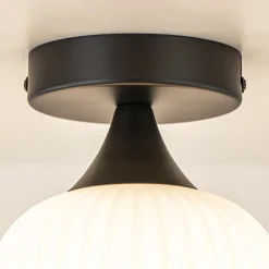 Straluma Retro plafondlamp zwart met wit glas><noscript><img width=