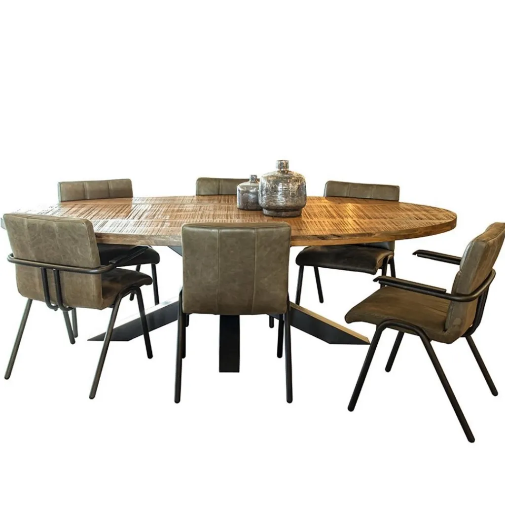 Straluma Robuuste eettafel ovaal 240 cm mangohout> Eettafels