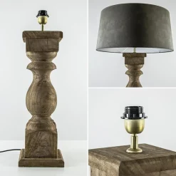 Straluma Robuuste lampvoet Cadore massief hout met brons></noscript> Tafellampen|Light and Living
