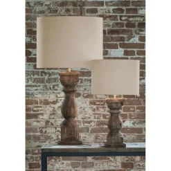 Straluma Robuuste lampvoet Cadore massief hout met brons></noscript> Tafellampen|Light and Living