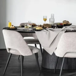 Straluma Robuuste mango houten eettafel Aron ovaal zwart><noscript><img width=