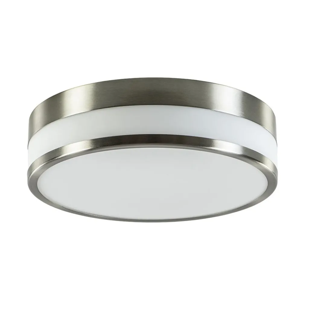 Straluma Ronde badkamer plafonnière nikkel met opaal glas> Plafondlampen|Plafonnières