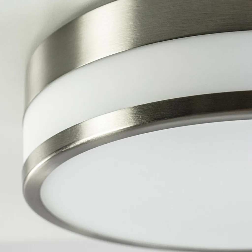 Straluma Ronde badkamer plafonnière nikkel met opaal glas> Plafondlampen|Plafonnières