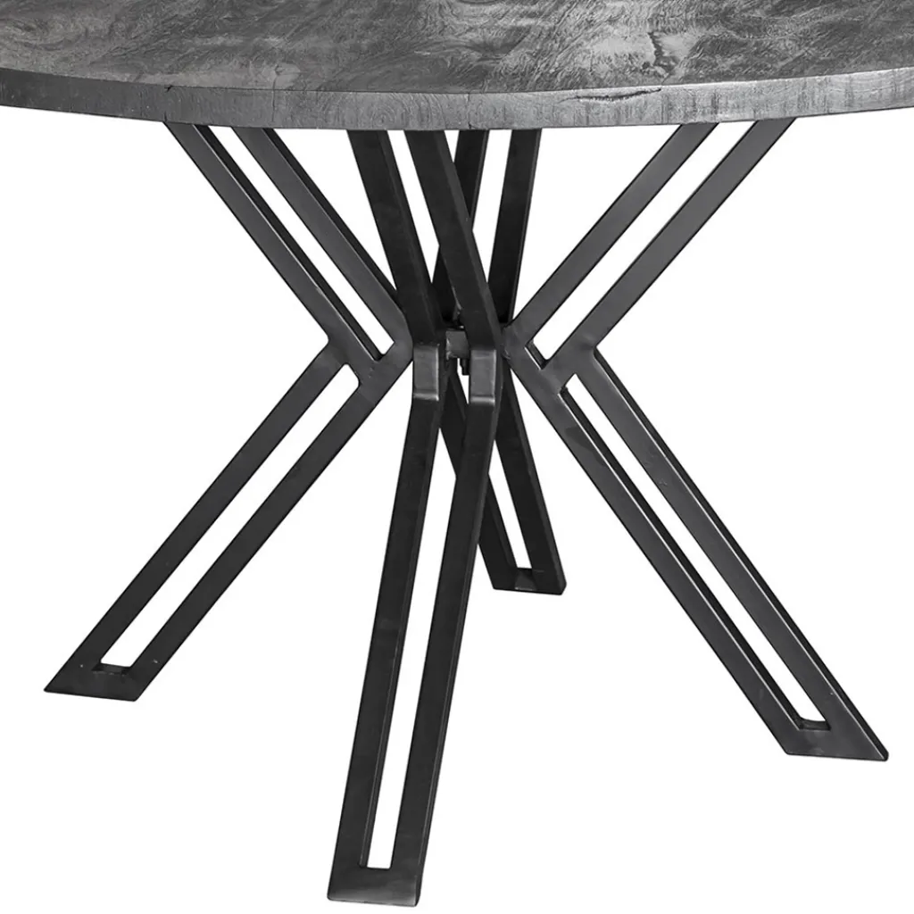 Straluma Ronde eettafel zwart mangohout met zwarte poot> Eettafels