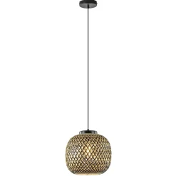 Straluma Ronde hanglamp bamboe naturel met zwart> Eetkamerverlichting|Hanglampen